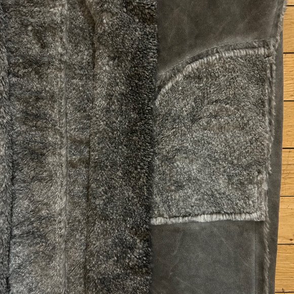 Faux Grey Fur Lined Suede Jacket with Pockets and Hood - Twenty5A - Picture 4 of 5